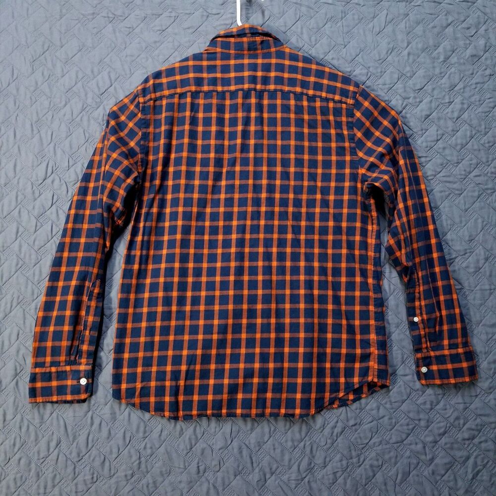 Banana Republic Shirt Mens Medium Red/Blue Plaid Button Up Untucked Fit Dark - Picture 8 of 9
